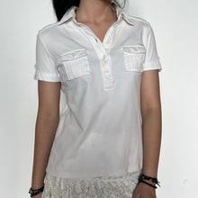 Load image into Gallery viewer, White Y2K Henley Button-Up Cotton Short Sleeves Top
