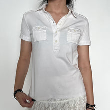 Load image into Gallery viewer, White Y2K Henley Button-Up Cotton Short Sleeves Top
