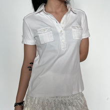 Load image into Gallery viewer, White Y2K Henley Button-Up Cotton Short Sleeves Top
