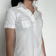 Load image into Gallery viewer, White Y2K Henley Button-Up Cotton Short Sleeves Top
