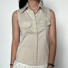 Load image into Gallery viewer, Cream Y2K Collared Button-Up Vest Top
