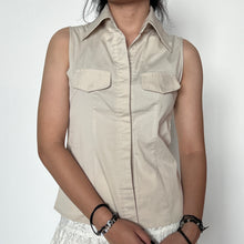 Load image into Gallery viewer, Cream Y2K Collared Button-Up Vest Top
