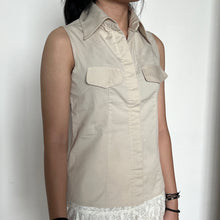 Load image into Gallery viewer, Cream Y2K Collared Button-Up Vest Top
