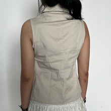 Load image into Gallery viewer, Cream Y2K Collared Button-Up Vest Top
