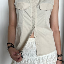 Load image into Gallery viewer, Cream Y2K Collared Button-Up Vest Top
