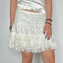 Load image into Gallery viewer, Cream Lace Ruffle Tier Mini Skirt
