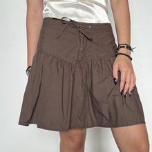 Load image into Gallery viewer, Brown Ruched Flared Drawstring Cargo Mini Skirt
