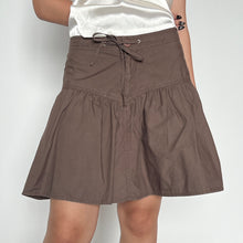 Load image into Gallery viewer, Brown Ruched Flared Drawstring Cargo Mini Skirt
