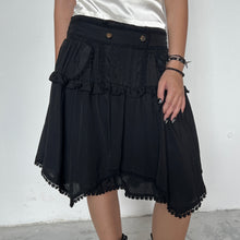 Load image into Gallery viewer, Axes Femme Black Floral Lace Trimmed Layered Lolita Skirt
