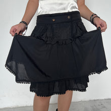 Load image into Gallery viewer, Axes Femme Black Floral Lace Trimmed Layered Lolita Skirt
