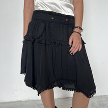 Load image into Gallery viewer, Axes Femme Black Floral Lace Trimmed Layered Lolita Skirt
