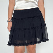 Load image into Gallery viewer, Black Balletcore Layered Mesh Ruffled Tiered Mini Skirt
