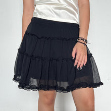 Load image into Gallery viewer, Black Balletcore Layered Mesh Ruffled Tiered Mini Skirt
