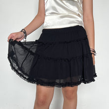 Load image into Gallery viewer, Black Balletcore Layered Mesh Ruffled Tiered Mini Skirt
