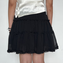 Load image into Gallery viewer, Black Balletcore Layered Mesh Ruffled Tiered Mini Skirt
