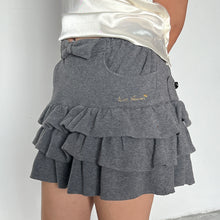 Load image into Gallery viewer, Grey Bow Layered Ruffled Mini Skort (Skirt With Built In Shorts)
