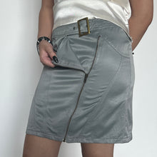 Load image into Gallery viewer, Grey Blue Y2K Embellished Buckle Satin Cargo Mini Skirt
