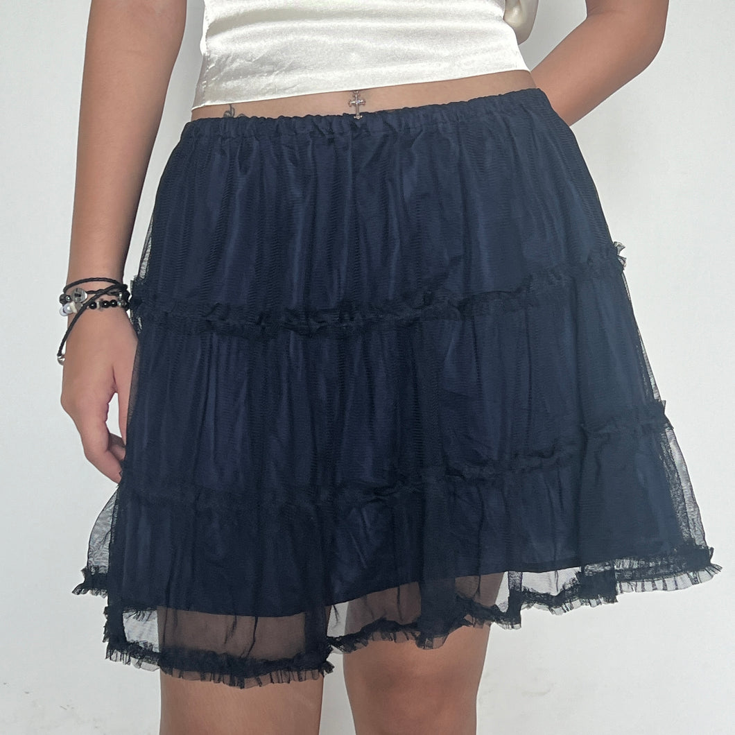 Midnight Blue Tiered Ruffled Mesh Layered Ballet Skirt