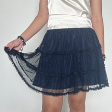 Load image into Gallery viewer, Midnight Blue Tiered Ruffled Mesh Layered Ballet Skirt
