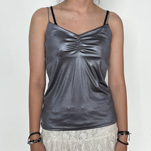 Load image into Gallery viewer, Grey Wet Glam Ruched Bust Silky Cami Top
