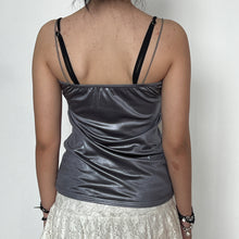 Load image into Gallery viewer, Grey Wet Glam Ruched Bust Silky Cami Top
