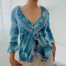 Load image into Gallery viewer, Ombre Blue Lace Ruffles Fairy Long Sleeves Top
