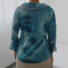 Load image into Gallery viewer, Ombre Blue Lace Ruffles Fairy Long Sleeves Top
